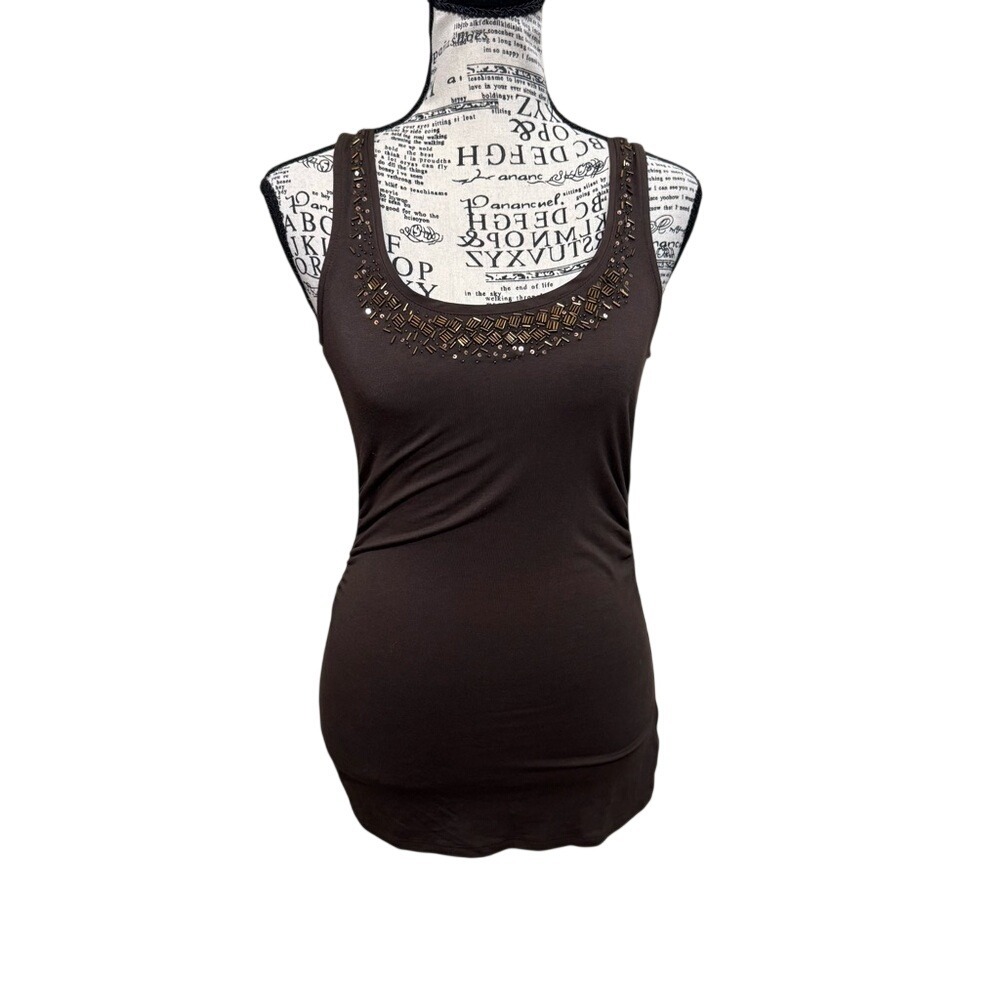 White‎ House Black Market Chocolate Brown Tank Top